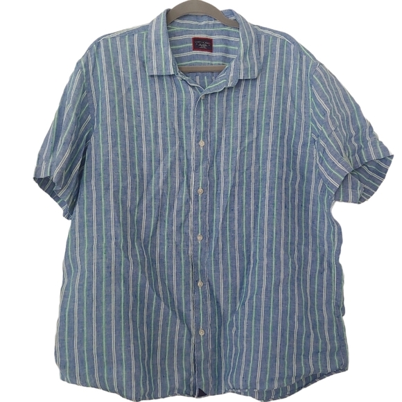 UNTUCKIT 100% Linen Striped Short Sleeve Button Down Francois Shirt XXL - Picture 1 of 8